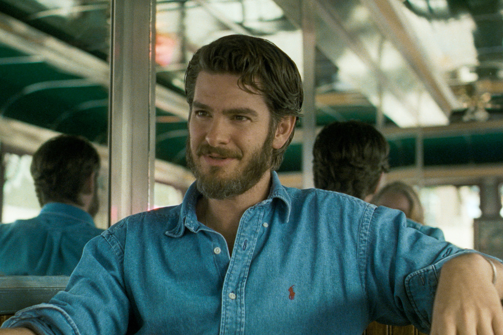 This image released by Amazon MGM Studios shows Andrew Garfield in a scene from "After the Hunt." (Amazon MGM Studios via AP)