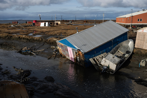 A home is left damaged in Kipnuk, Alaska, on a stream bank after the remnants of Typhoon Halong caused widespread destruction in the coastal village in Western Alaska, Friday, Oct. 17, 2025. (Marc Lester/Anchorage Daily News via AP) A home is left damaged in Kipnuk, Alaska, on a stream bank after the remnants of Typhoon Halong caused widespread destruction in the coastal village in Western Alaska, Friday, Oct. 17, 2025. (Marc Lester/Anchorage Daily News via AP)