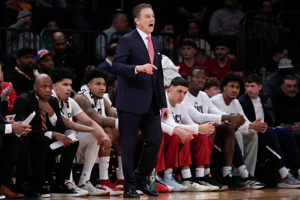 St. John's head coach Rick Pitino gestures during the first half of an NCAA college basketball game against the Providence in the quarterfinals of the Big East tournament, Thursday, March 12, 2026, in New York. (AP Photo/Yuki Iwamura)