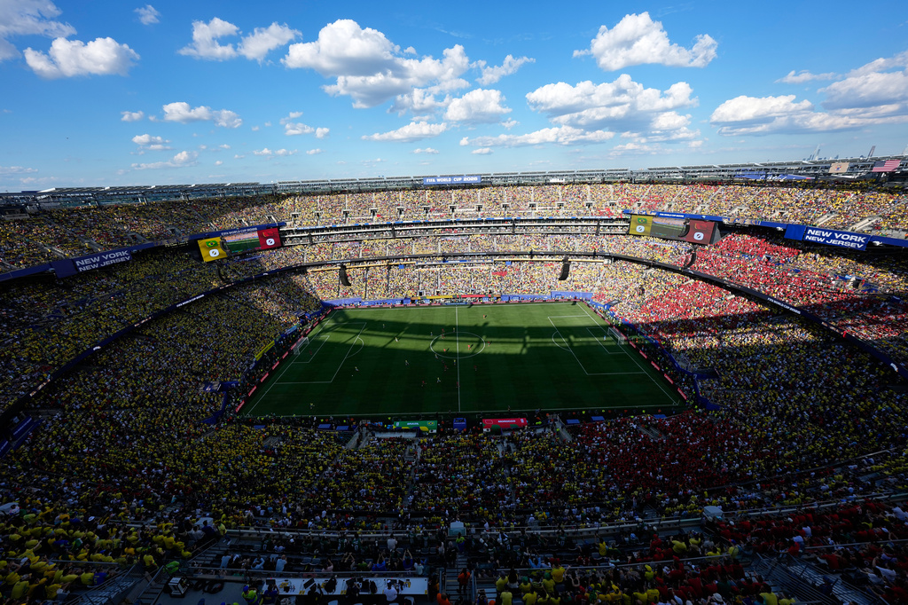 A general view of the MetLife stadium during the World Cup Group C soccer match between Brazil and Morocco in East Rutherford, N.J., near New York, Saturday, June 13, 2026. (AP Photo/Matt Slocum)