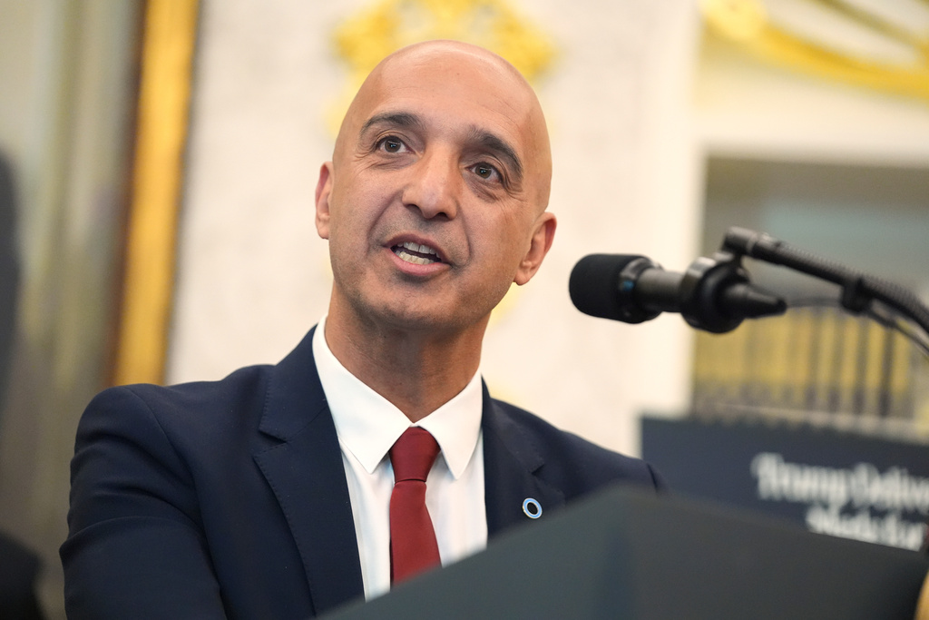 Novo Nordisk President and CEO Mike Doustdar speaks during an event about drug prices with President Donald Trump, Thursday, Nov. 6, 2025, in the Oval Office of the White House in Washington. (AP Photo/Evan Vucci)