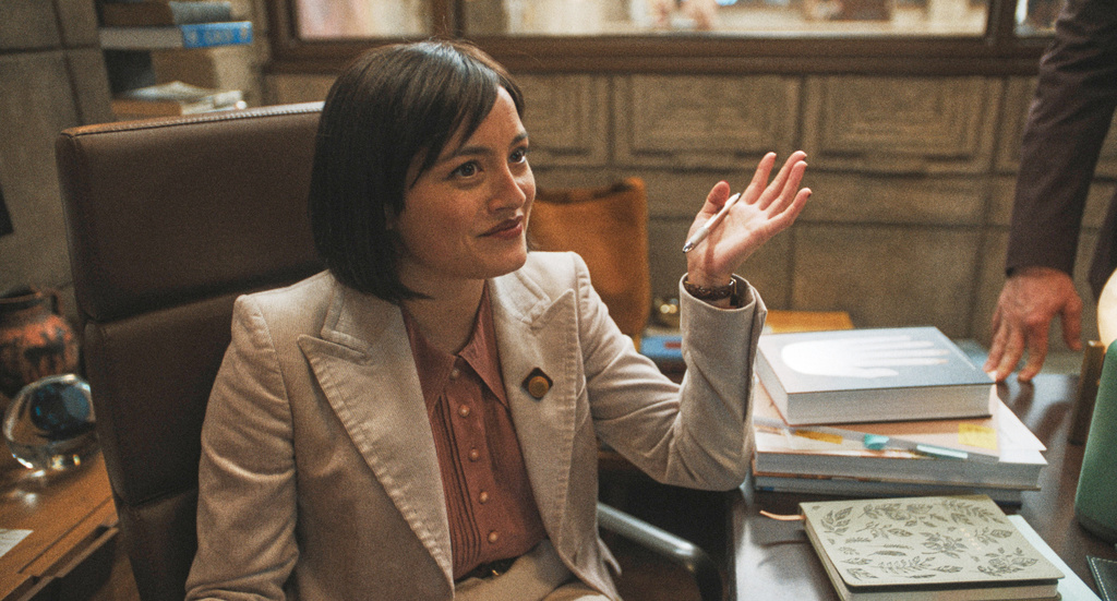 This image released by Apple TV shows Chase Sui Wonders in a scene from "The Studio." (Apple TV via AP)