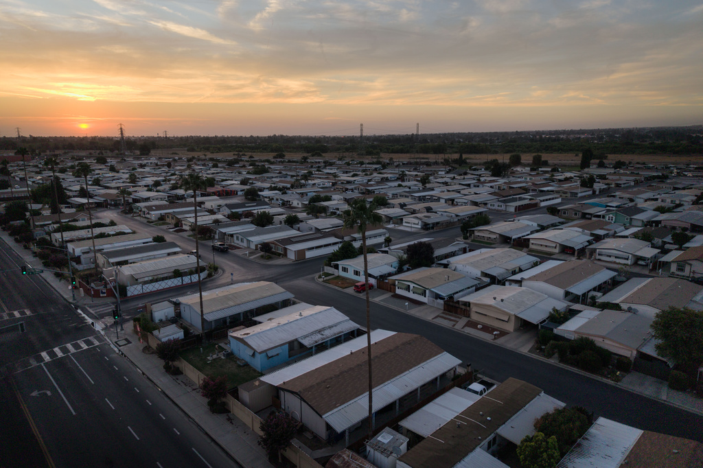 A mobile home park is seen in Bakersfield, Calif., Thursday, Aug. 20, 2026. (AP Photo/Jae C. Hong)