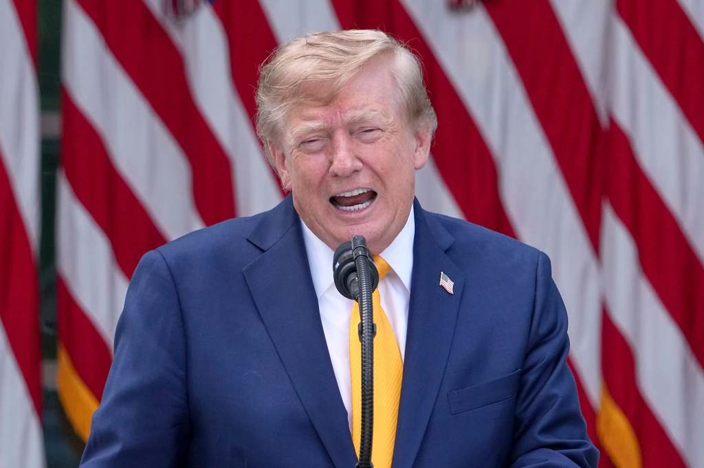 President Donald Trump speaks during a back to school event in the Rose Garden of the White House, Monday, Aug. 24, 2026, in Washington. (AP Photo/Alex Brandon)