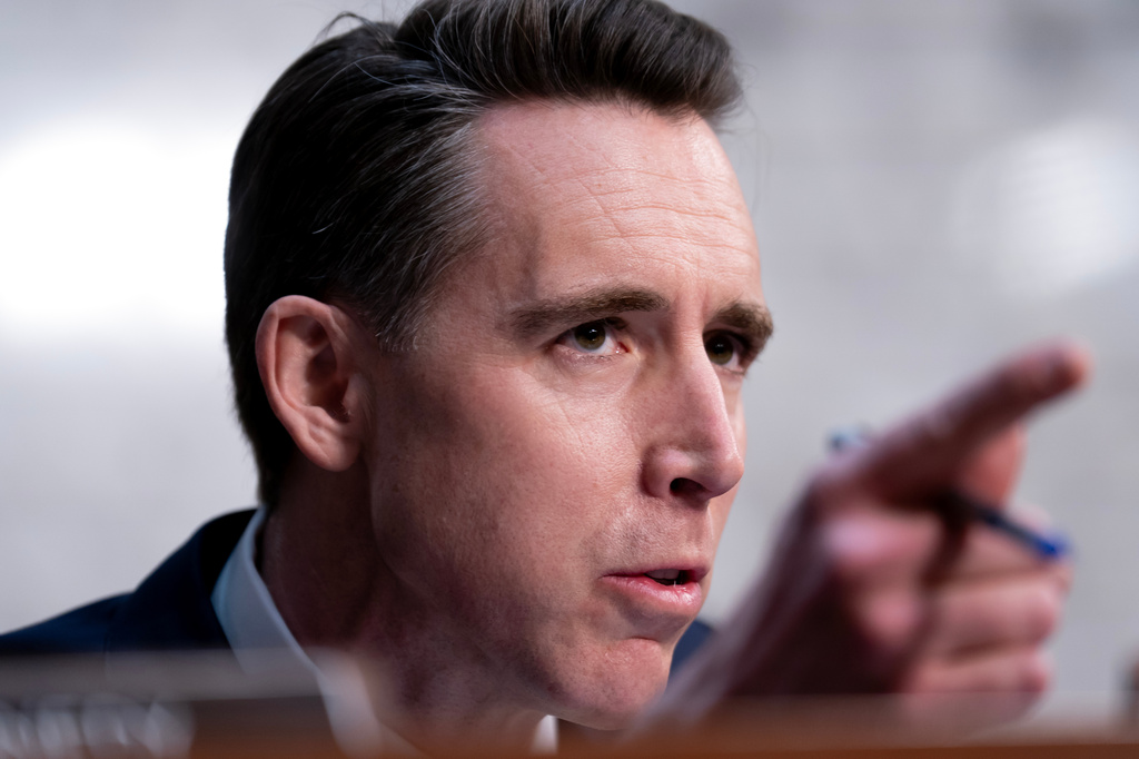 FILE - Sen. Josh Hawley, R-Mo., speaks during a Senate Committee on the Judiciary Subcommittee on Privacy, Technology, and the Law hearing on Capitol Hill in Washington, Feb. 10, 2026. (AP Photo/Nathan Howard, File)
