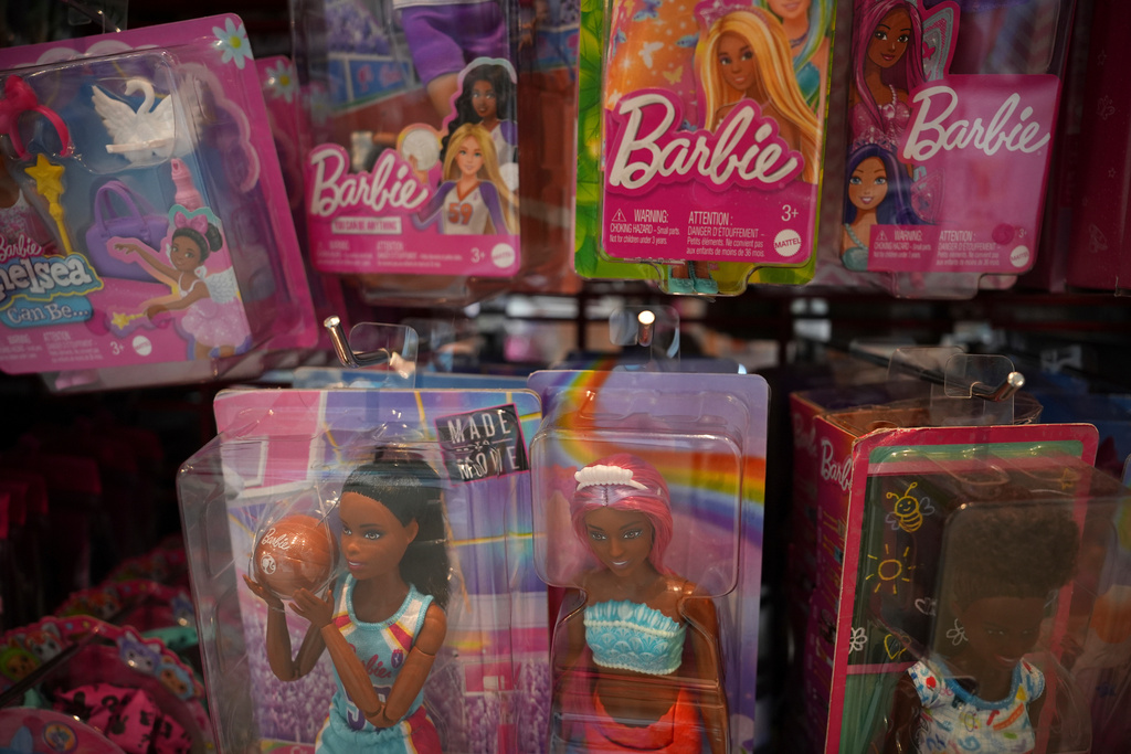 FILE - Mattel toys are displayed at a toy store in Princeton, N.J., on Friday, June 27, 2025. (AP Photo/Matt Slocum, File)