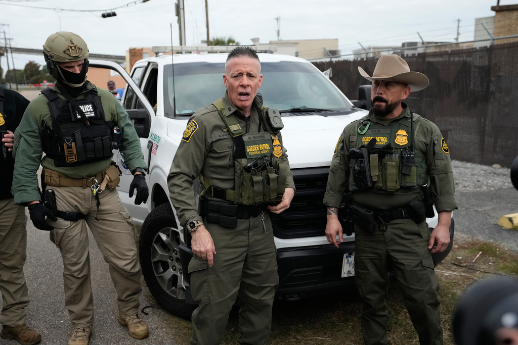FILE - U.S. Border Patrol Commander at large Gregory Bovino talks to the media in Kenner, La., Dec. 3, 2025. (AP Photo/Gerald Herbert, File)