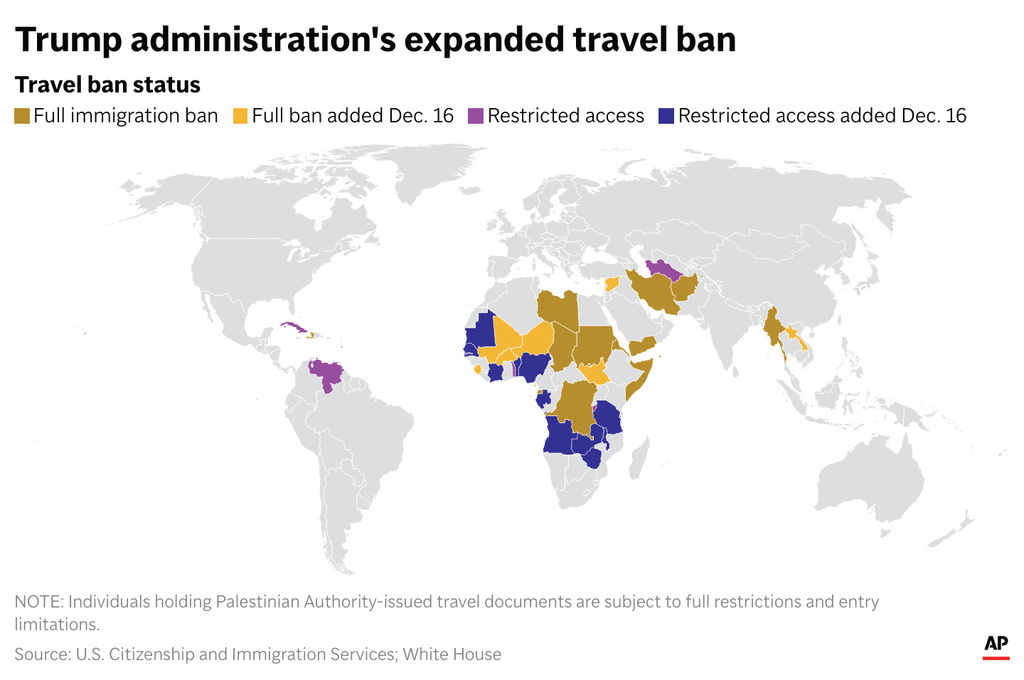 The Trump administration has added new countries to its list restricting immigration. (AP Digital Embed)