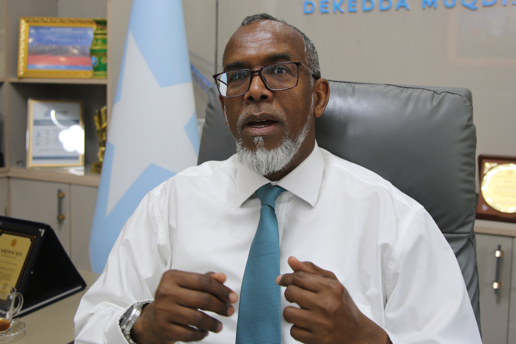 Ambassador Mohamed Ali Nur, director general of the Mogadishu Port Authority, speaks during an interview with The Associated Press in Mogadishu, Somalia, Sunday, Sept. 13, 2026. (AP Photo/Farah Abdi Warsameh)