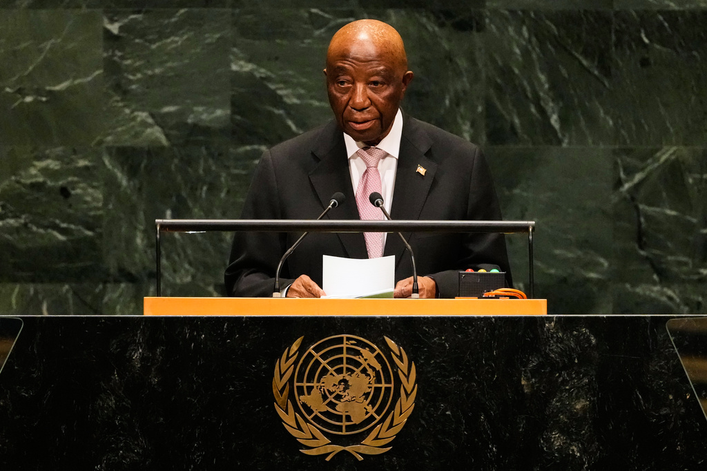 Liberia's President Joseph Boakai speaks during the 81st session of the United Nations General Assembly at United Nations headquarters, Thursday, Sept. 24, 2026. (AP Photo/Seth Wenig)