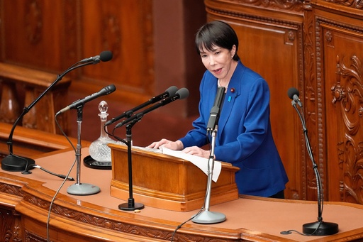 Japan's Prime Minister Sanae Takaichi delivers a policy speech at the extraordinary session of parliament's lower house Friday, Oct. 24, 2025, in Tokyo. (AP Photo/Eugene Hoshiko) Japan's Prime Minister Sanae Takaichi delivers a policy speech at the extraordinary session of parliament's lower house Friday, Oct. 24, 2025, in Tokyo. (AP Photo/Eugene Hoshiko)