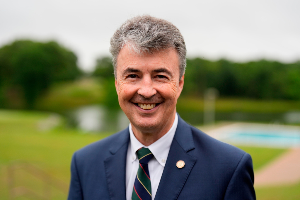 FILE - Republican candidate for U.S. Senate, Steve Marshall poses for a for a photo during the Stars of the State luncheon sponsored by the Wiregrass Republican Women, May 7, 2026, in Enterprise, Ala. (AP Photo/Mike Stewart, File)