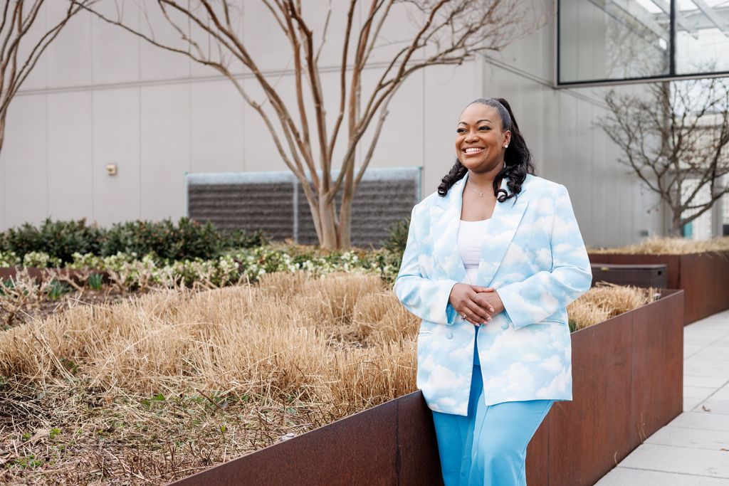 Michele Jawando, the next CEO of the Omidyar Network, poses for a photo at the company's office in Washington, Wednesday, March 11, 2026. (AP Photo/Moriah Ratner)