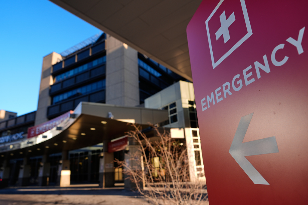 The Hennepin County Medical Center emergency department sign is seen Friday, Jan. 30, 2026, in Minneapolis. (AP Photo/Julia Demaree Nikhinson)