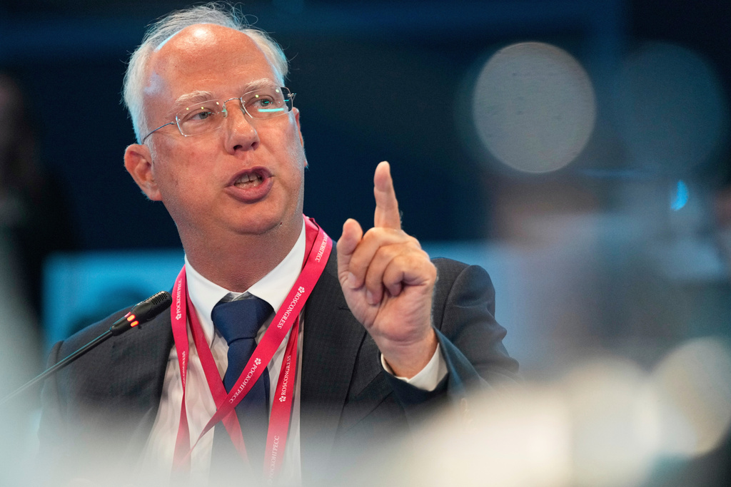 FILE - Russian President Vladimir Putin's envoy Kirill Dmitriev speaks at an economic forum in St. Petersburg, Russia, on June 20, 2025. (AP Photo/Dmitri Lovetsky, File)