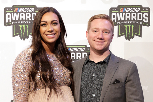 FILE - Tyler Reddick, right, and Alexa DeLeon arrive for the NASCAR Cup Series Awards Dec. 5, 2019, in Nashville, Tenn. (AP Photo/Mark Humphrey, File) FILE - Tyler Reddick, right, and Alexa DeLeon arrive for the NASCAR Cup Series Awards Dec. 5, 2019, in Nashville, Tenn. (AP Photo/Mark Humphrey, File)