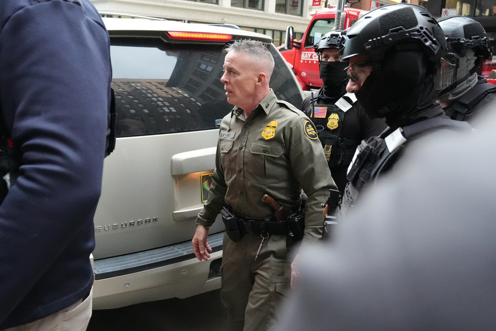 U.S. Customs and Border Patrol Gregory Bovino arrives outside federal court in Chicago, Tuesday, Oct. 28, 2025. (AP Photo/Nam Y. Huh)
