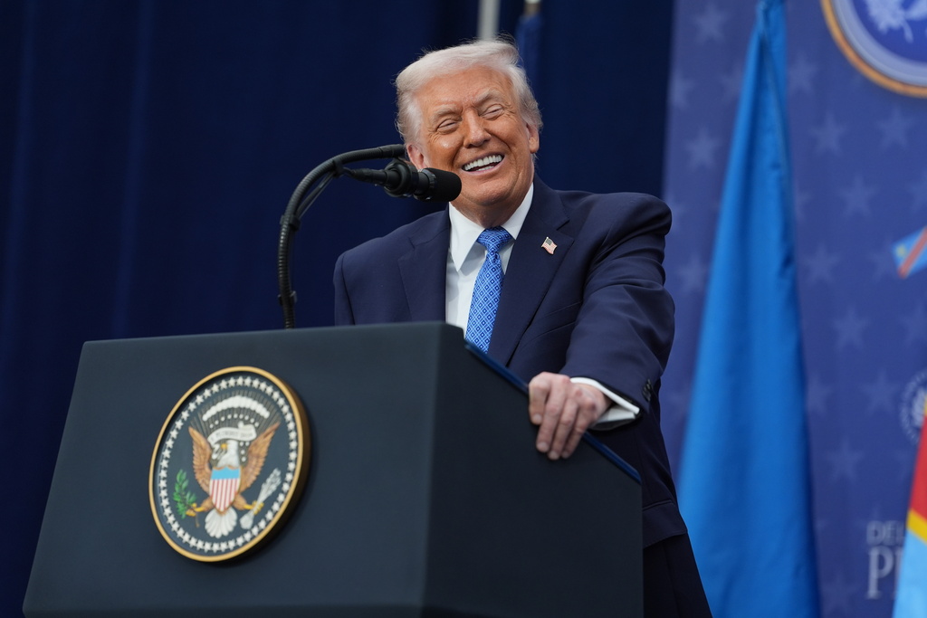 President Donald Trump speaks during a signing ceremony with Rwanda's President Paul Kagame and Democratic Republic of Congo President Felix-Antoine Tshisekedi at the Donald J. Trump Institute of Peace, Thursday, Dec. 4, 2025, in Washington. (AP Photo/Evan Vucci)