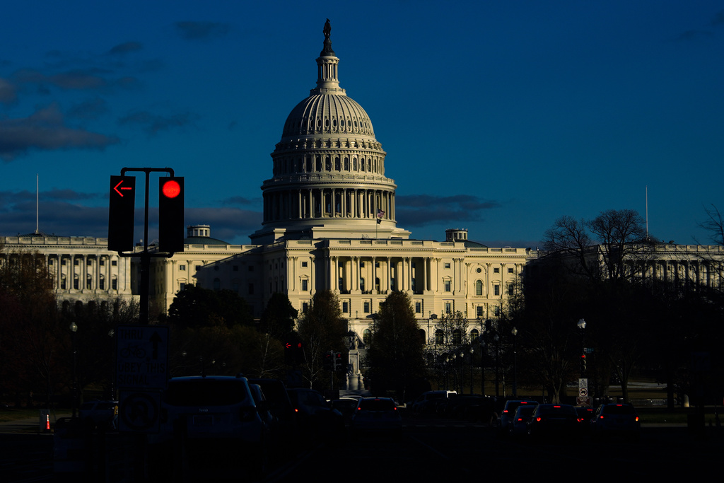 The U.S. Capitol is seen shortly before sunset, Friday, Nov. 28, 2025, in Washington. (AP Photo/Julia Demaree Nikhinson)