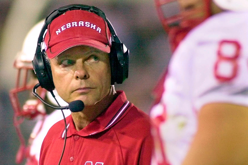 FILE - Nebraska head coach Frank Solich glances at the scoreboard in the final moments of a loss to Penn State on Sept. 14, 2002, in State College, Pa. (AP Photo/Gene J. Puskar, File)