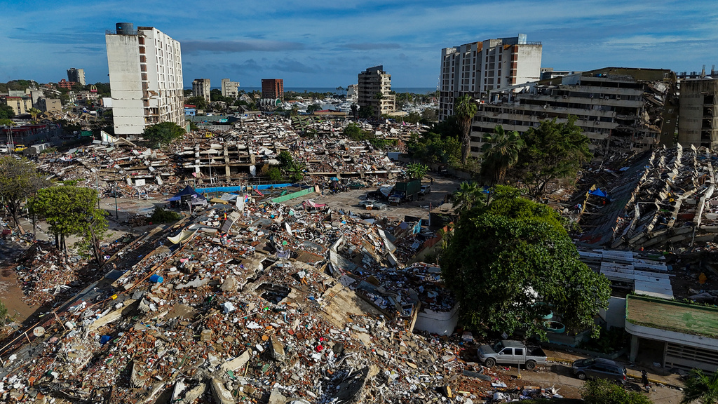 An aerial view of Caraballeda, La Guaira state, Venezuela, Tuesday, June 30, 2026, in the aftermath of back-to-back earthquakes. (Miguel Medina/Pool Photo via AP)