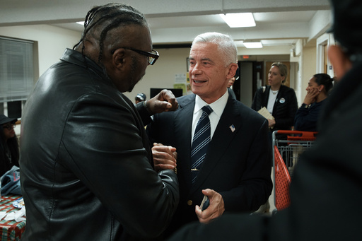 Jersey City mayoral candidate Jim McGreevey, center, greets attendees at a community event on Wednesday, Oct. 29, 2025, in Jersey City, N.J. (AP Photo/Andres Kudacki) Jersey City mayoral candidate Jim McGreevey, center, greets attendees at a community event on Wednesday, Oct. 29, 2025, in Jersey City, N.J. (AP Photo/Andres Kudacki)