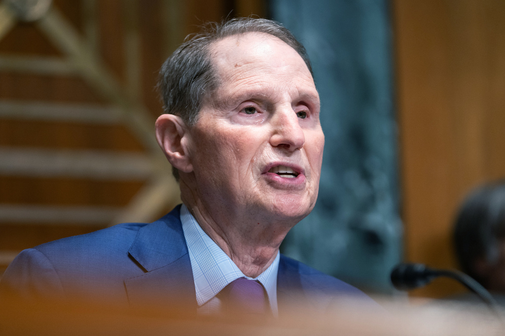 FILE - Sen. Ron Wyden, D-Ore., introduces Treasury Secretary Scott Bessent's testimony before the Senate Committee on Finance, June 3, 2026, in Washington. (AP Photo/Allison Robbert, File)