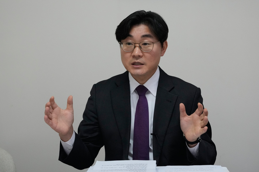 Lee Young-hyeon, head of the Korea Internet Studio, speaks during an interview with The Associated Press at his office in Seoul, South Korea, Tuesday, Nov. 18, 2025. (AP Photo/Ahn Young-joon)