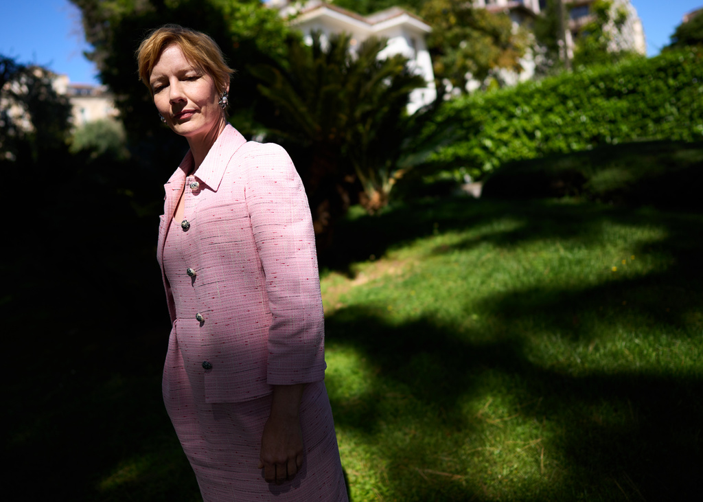 Sandra Hüller poses for portrait photographs for the film 'Fatherland' during the 79th international film festival, Cannes, southern France, Saturday, May 16, 2026. (Photo by Scott A Garfitt/Invision/AP)