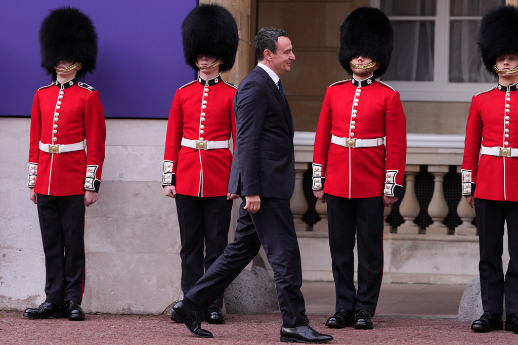 Kosovo's Prime Minister Albin Kurti arrives for a meeting of leaders of six Western Balkan nations with British and European officials at a Western Balkans Summit in London, Wednesday, Oct. 22, 2025.(AP Photo/Kirsty Wigglesworth, Pool)
