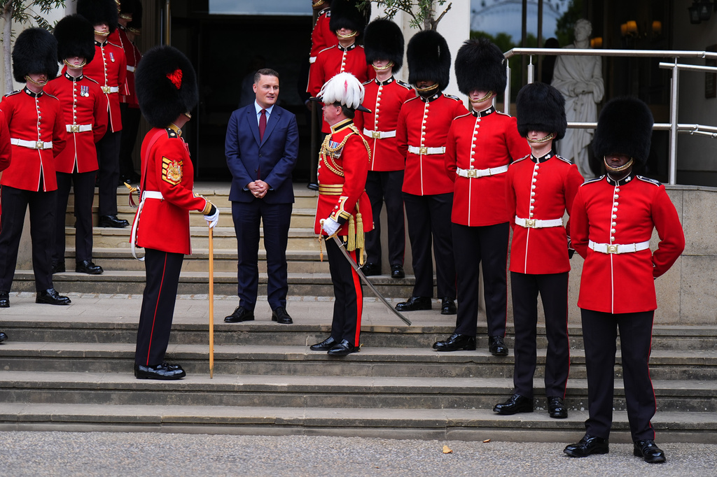Britain's Defence Secretary Wes Streeting arrives at the Global Combat Air Programme (GCAP), at Wellington Barracks in London, Tuesday July 21, 2026. (Aaron Chown/PA via AP)