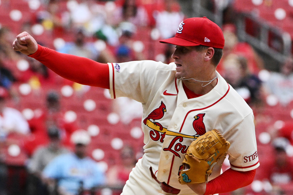 St. Louis Cardinals pitcher Cade Winquest, making his major league debut, delivers during the seventh inning of a baseball game against the Pittsburgh Pirates, Saturday, Aug. 29, 2026, in St. Louis. (AP Photo/Jeff Le)