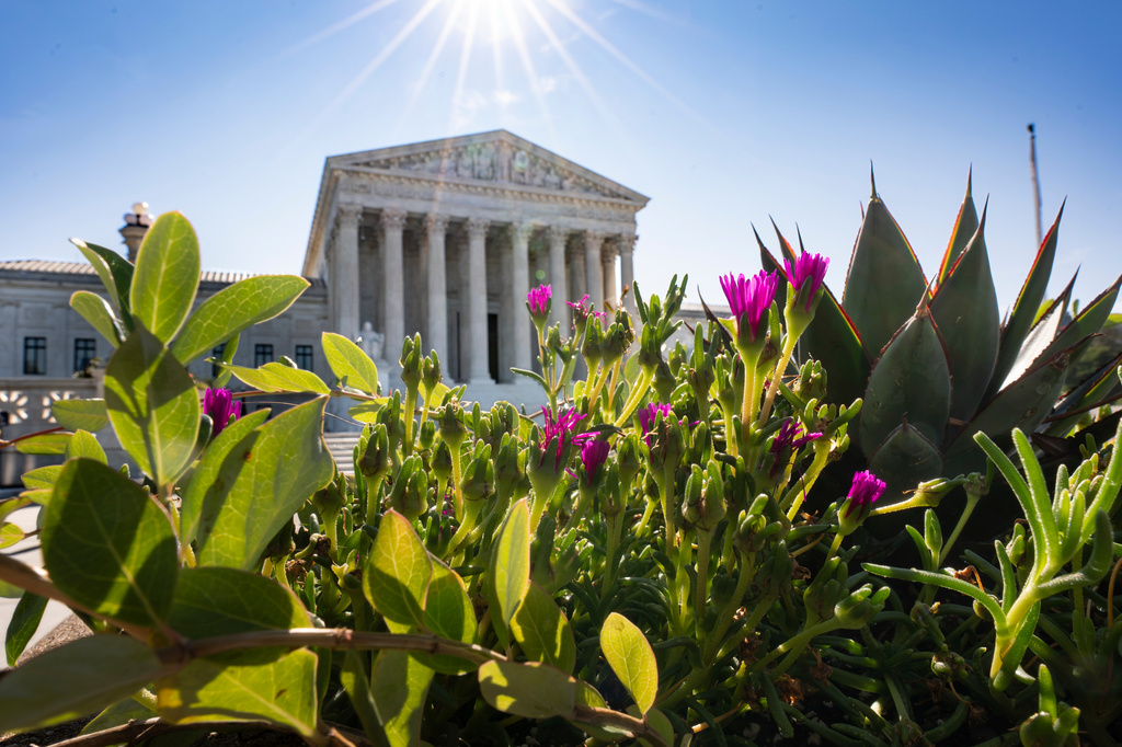 The Supreme Court is seen on the morning after the conservative majority sided with the Trump administration in a case over President Donald Trump's executive order restricting mail-in voting, on Capitol Hill in Washington, Tuesday, Aug. 25, 2026. (AP Photo/J. Scott Applewhite)