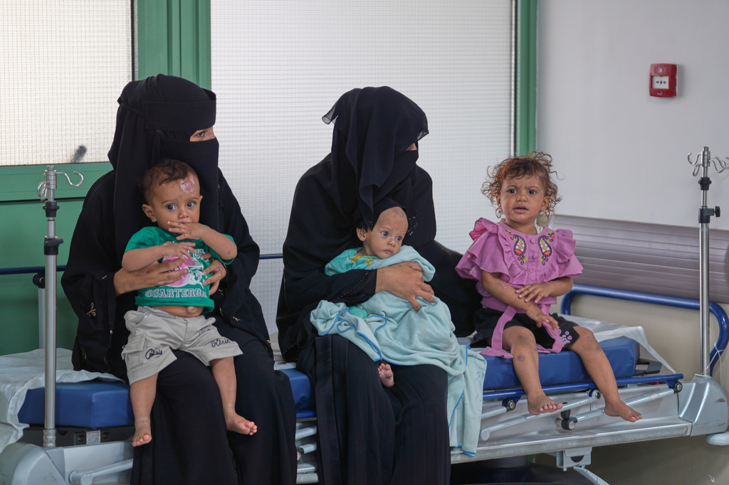 Displaced Yemenis from the West coast wait to receive medical care at Prince Mohammed bin Salman Hospital in Aden, Yemen, Wednesday, Sept. 16, 2026. (AP Photo/Abdulnasser Alseddik)