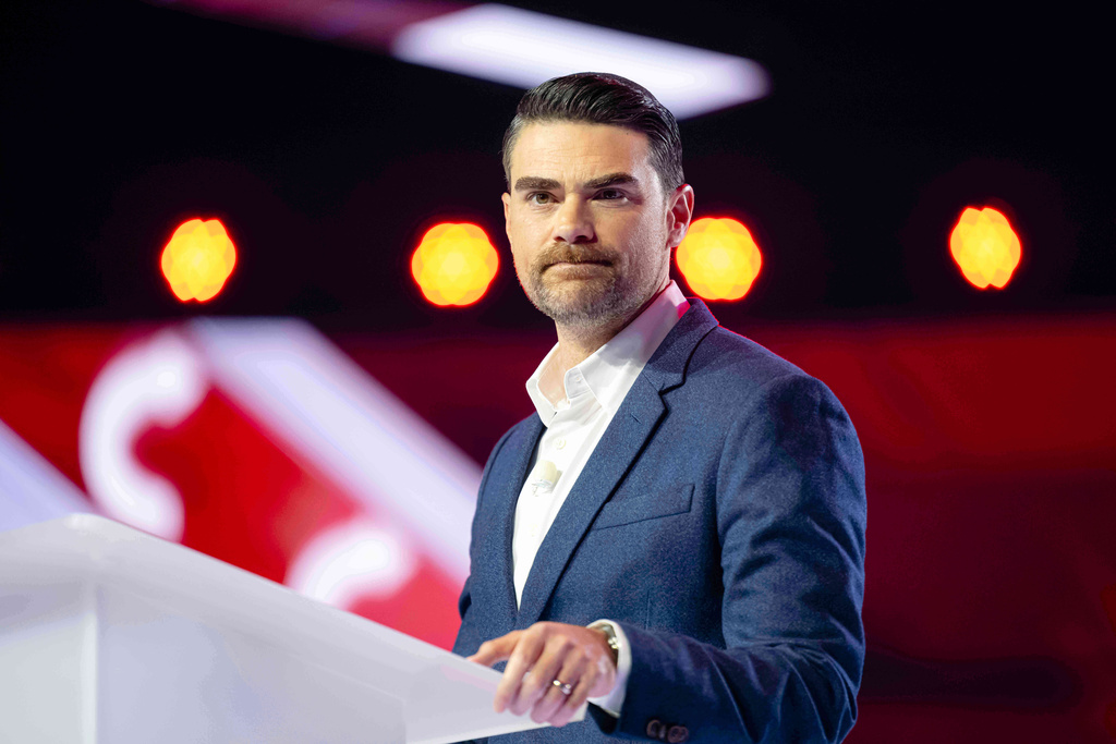 Ben Shapiro speaks during Turning Point USA's AmericaFest 2025, Thursday, Dec. 18, 2025, in Phoenix. (AP Photo/Jon Cherry)