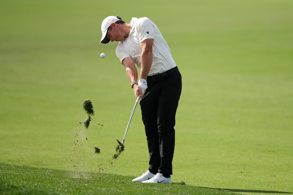 Rory McIlroy, of Northern Ireland, hits from the first fairway during the second round of the Arnold Palmer Invitational at Bay Hill golf tournament Friday, March 6, 2026, in Orlando, Fla. (AP Photo/Matt Slocum)