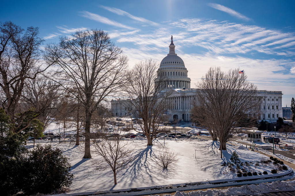 The Capitol is seen from the Russell Senate Office Building as lawmakers argue on whether to move forward with the spending legislation that funds the Department of Homeland Security, at the Capitol in Washington, Thursday, Jan. 29, 2026. (AP Photo/J. Scott Applewhite)