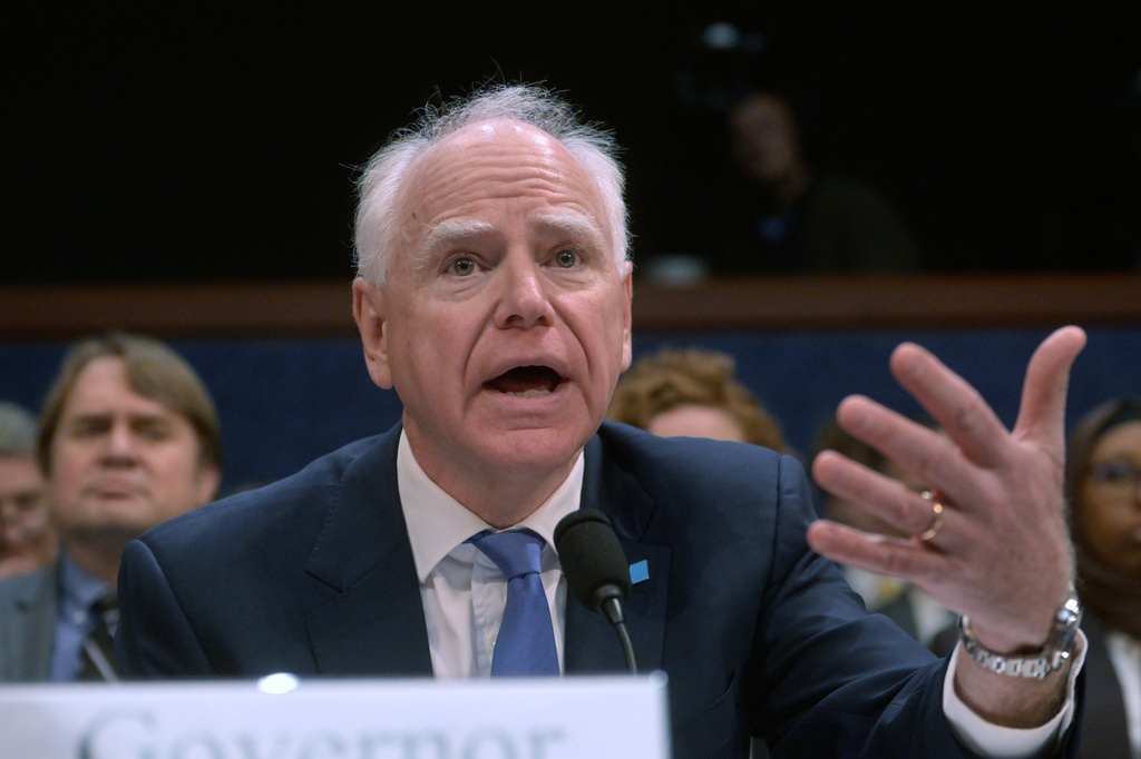 FILE - Minnesota Gov. Tim Walz speaks during a House Committee on Oversight and Government Reform hearing on oversight of fraud and misuse of Federal funds in Minnesota, March 4, 2026, on Capitol Hill in Washington. (AP Photo/Rod Lamkey, Jr., File)