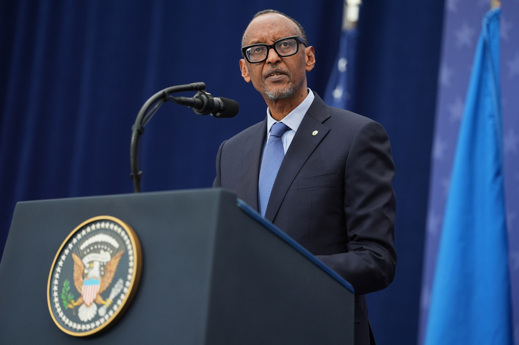 FILE - Rwanda's President Paul Kagame speaks during a signing ceremony with President Donald Trump and Democratic Republic of the Congo President Felix Tshisekedi, at the U.S. Institute of Peace, on Dec. 4, 2025, in Washington. (AP Photo/Evan Vucci, File)