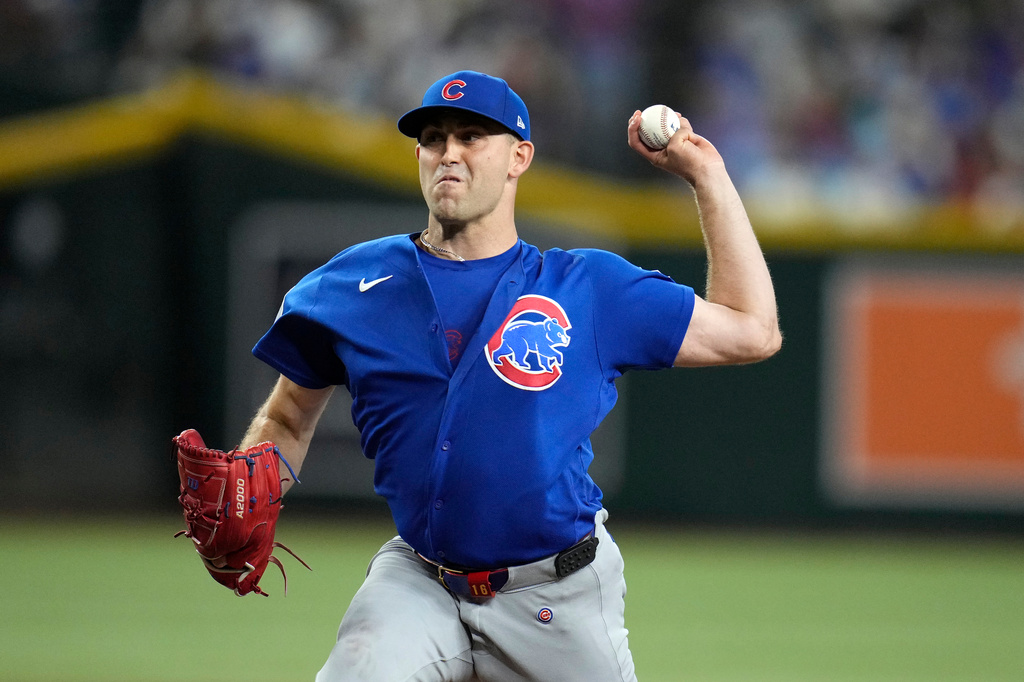 Chicago Cubs starting pitcher Matthew Boyd throws against the Arizona Diamondbacks during the first inning of a baseball game, Wednesday, Aug. 26, 2026, in Phoenix. (AP Photo/Ross D. Franklin)