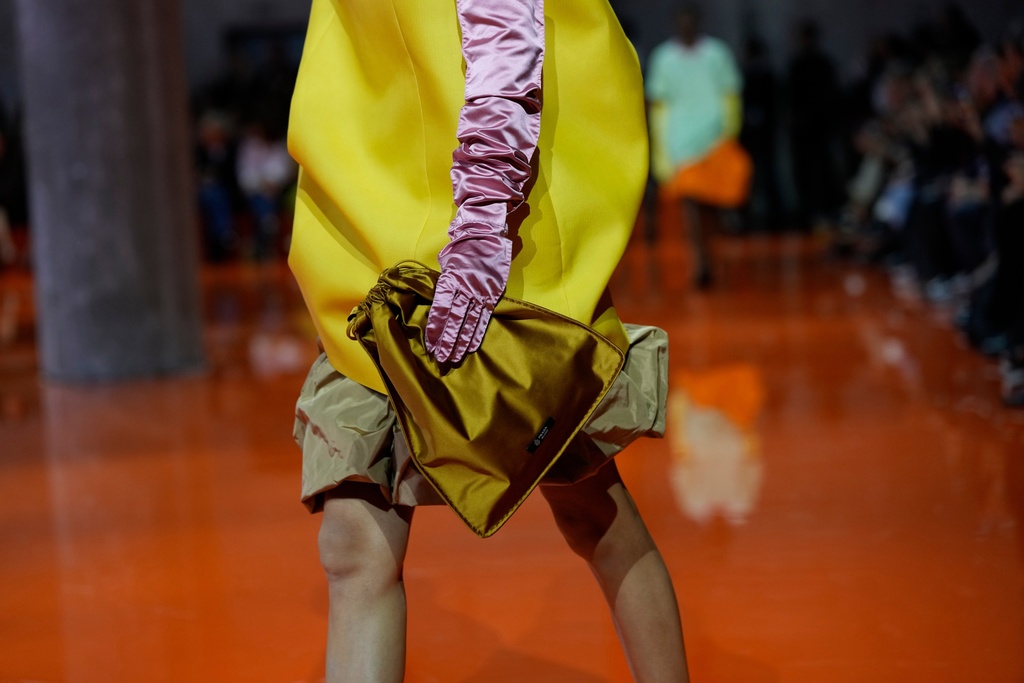 A model wears a creation as part of the Prada Spring/Summer 2026 collection presented in Milan, Italy, Thursday, Sept. 25, 2025. (AP Photo/Luca Bruno)