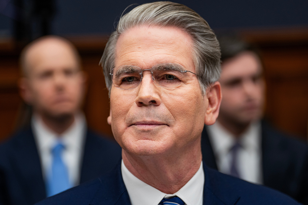 Secretary of the Treasury Scott Bessent listens to questions from members of the House Financial Services Committee during a hearing on Capitol Hill in Washington, Wednesday, Feb. 4, 2026. (AP Photo/Nathan Howard)