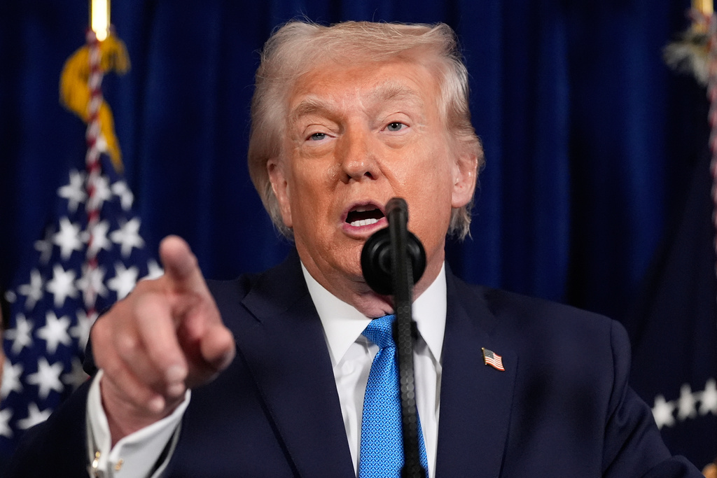 President Donald Trump speaks during a news conference at Mar-a-Lago, Saturday, Jan. 3, 2026, in Palm Beach, Fla. (AP Photo/Alex Brandon)