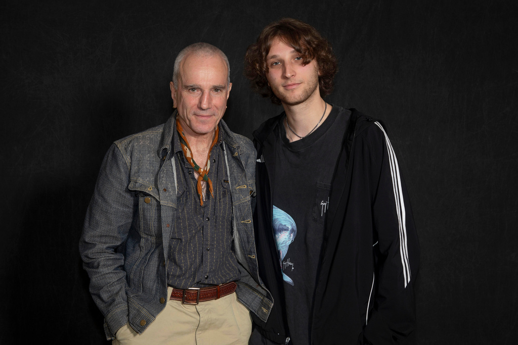 Daniel Day-Lewis, left, and Ronan Day-Lewis pose for a portrait on Saturday, Sept. 27, 2025, in New York. (Photo by Andy Kropa/Invision/AP)