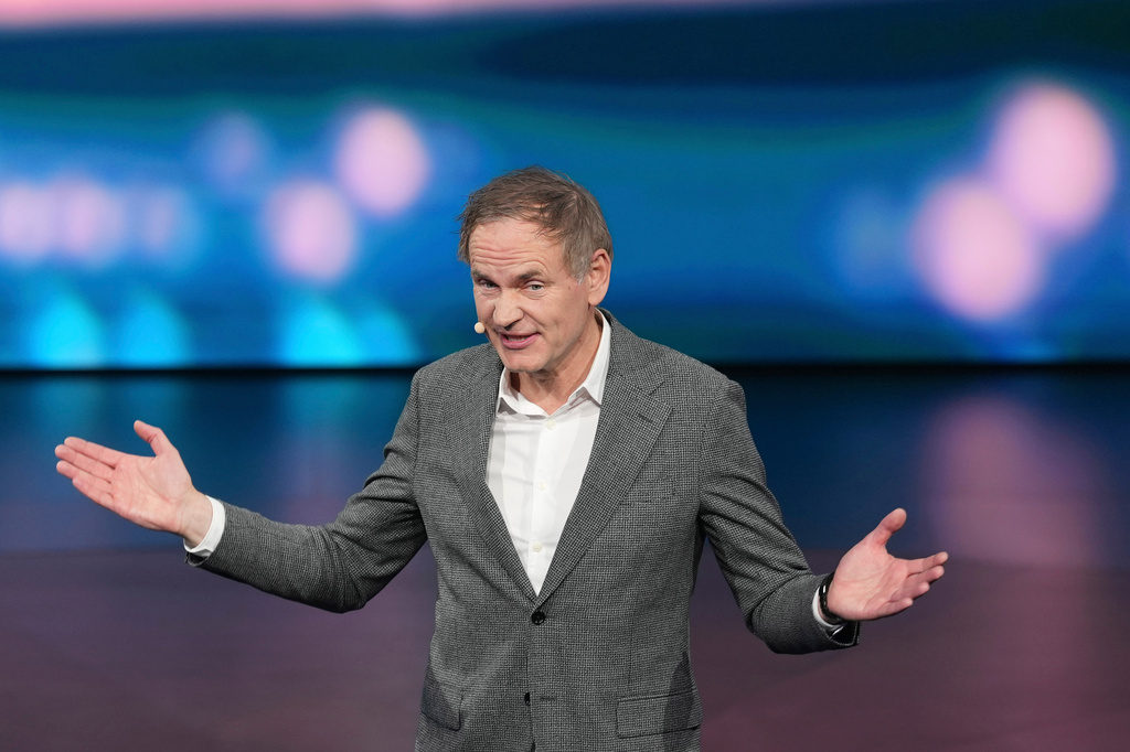 FILE - Oliver Blume, CEO Volkswagen Group speaks during the Volkswagen Group Media Night event ahead of the Auto China 2026 show to be held in Beijing, Tuesday, April 21, 2026. (AP Photo/Ng Han Guan, File)
