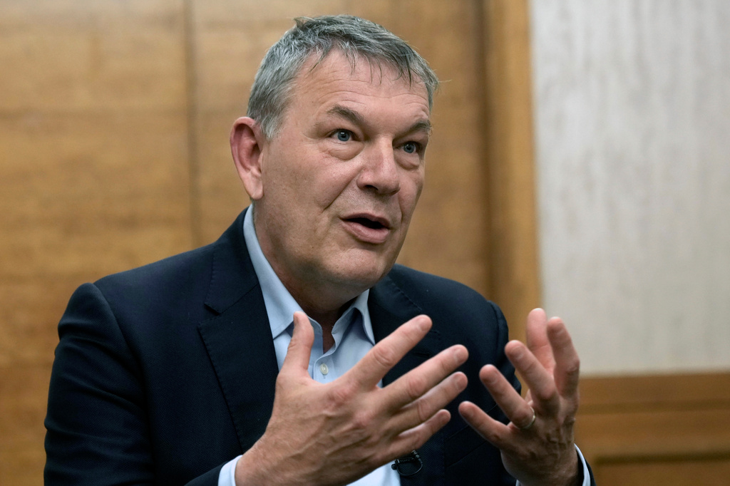 FILE - Commissioner-General of the U.N. agency for Palestinian Refugees Philippe Lazzarini speaks during an interview with The Associated Press in Beirut, Feb. 6, 2025. (AP Photo/Bilal Hussein, File)