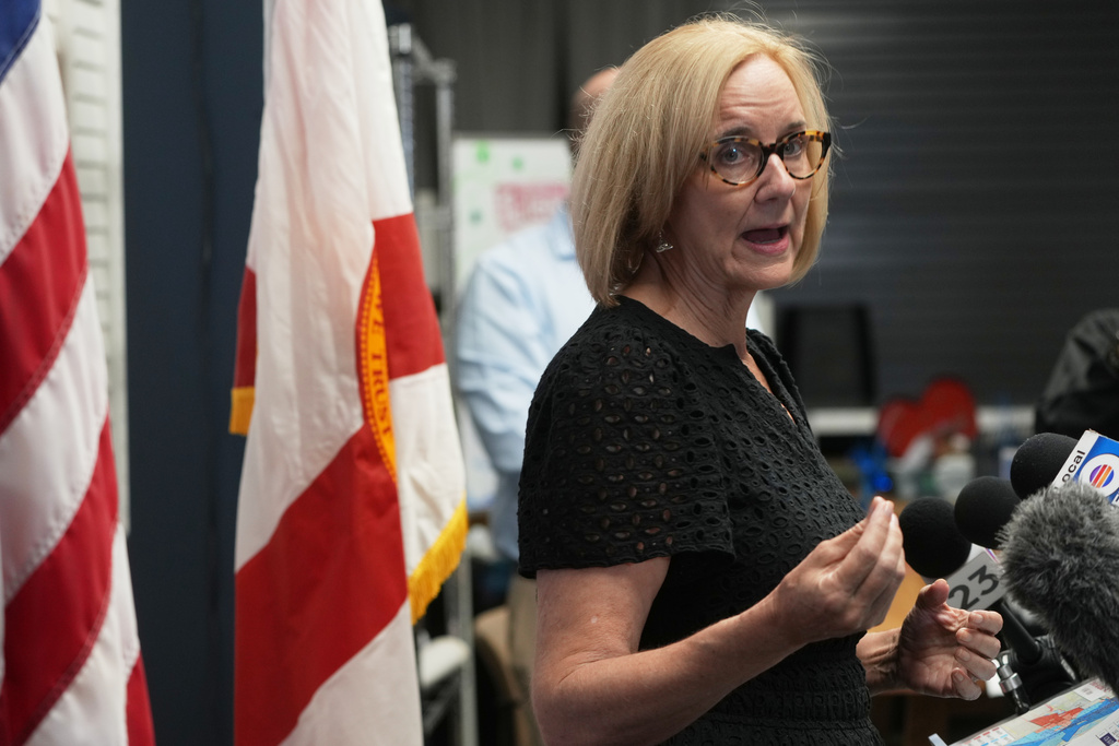 Miami mayor-elect Eileen Higgins speaks at her campaign headquarters Wednesday, Dec. 10, 2026, in Miami. (AP Photo/Marta Lavandier)