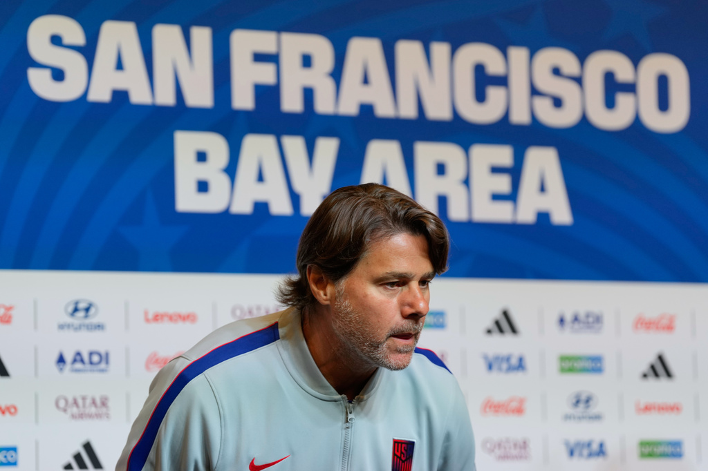United States head coach Mauricio Pochettino attends a news conference ahead of the World Cup Round of 32 soccer match against Bosnia and Herzegovina, Tuesday, June 30, 2026, in Santa Clara, Calif. (AP Photo/Eugene Hoshiko)