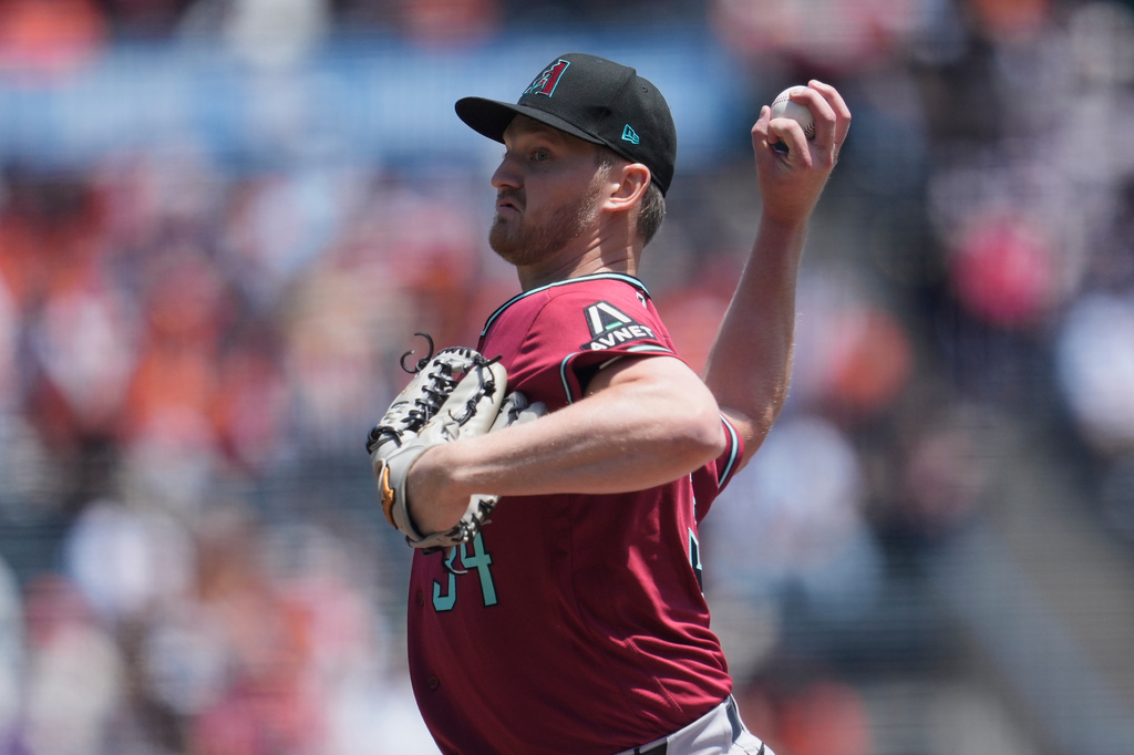 Arizona Diamondbacks pitcher Michael Soroka throws against the San Francisco Giants during the first inning of a baseball game Wednesday, May 27, 2026, in San Francisco. (AP Photo/Jeff Chiu)