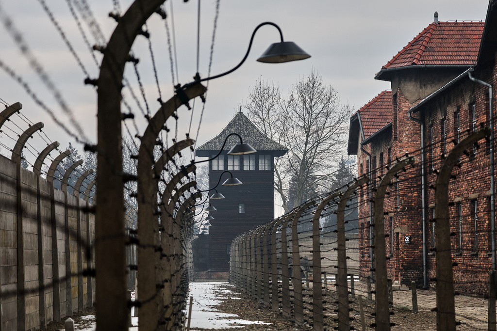 The Auschwitz Nazi death camp is pictured prior to a ceremony marking the 81th anniversary of the camp's liberation in Oswiecim, Poland, Tuesday, Jan. 27, 2026. (AP Photo/Beata Zawrzel)